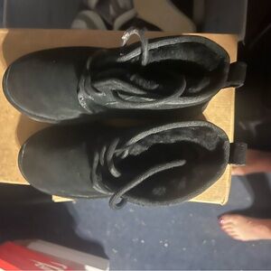 Ugg lace up neumal booties black youth size 5